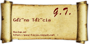 Güns Tícia névjegykártya